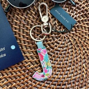 Rifle Paper Company Garden Party Monogram “J” Keychain New with Tags